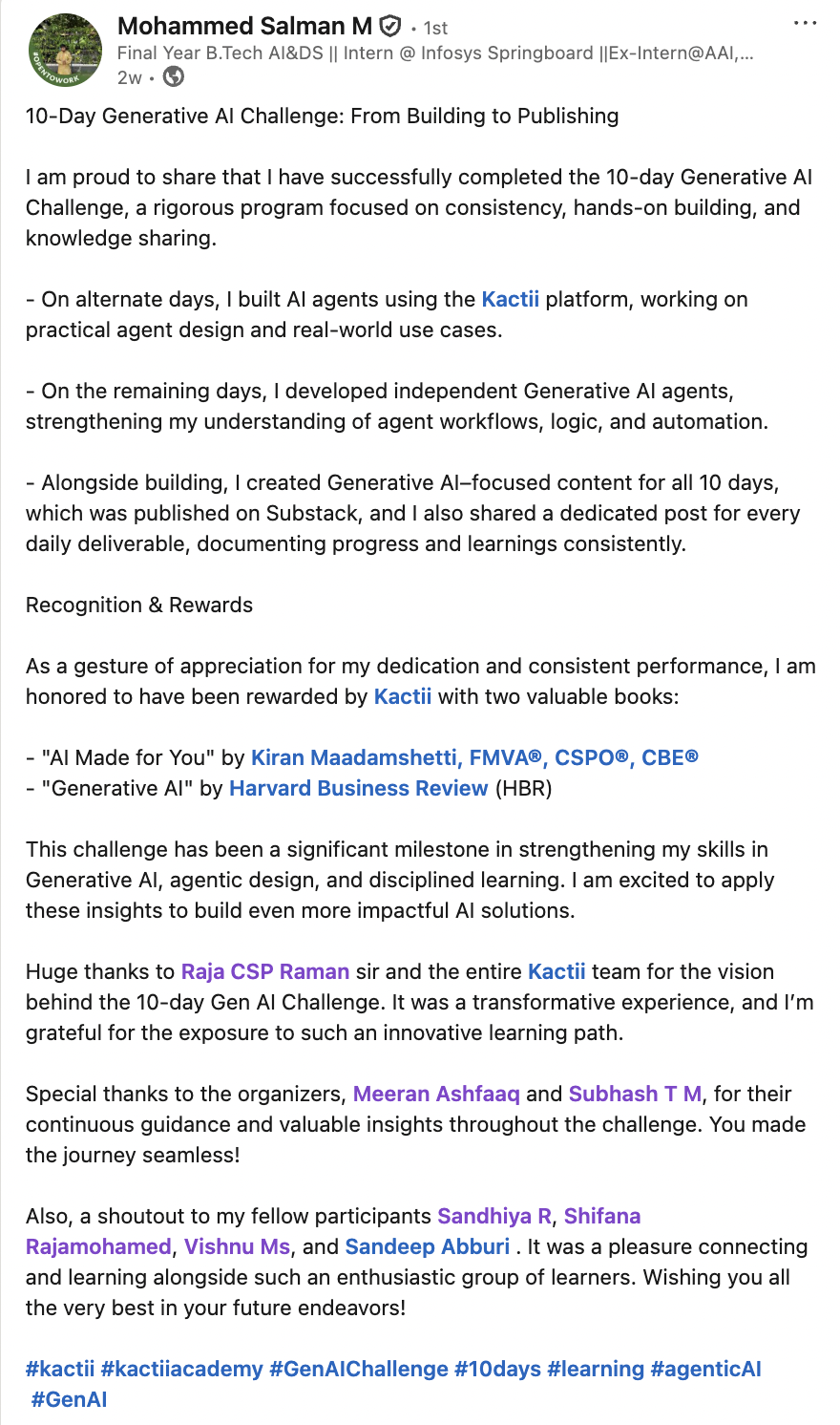 Learning Challenge Testimonial 4